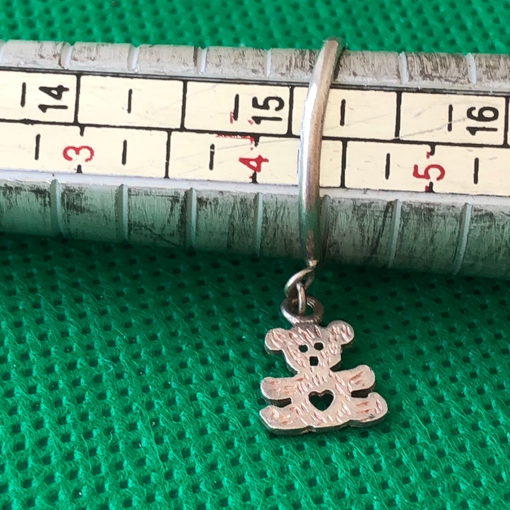 Sterling Silver Teddy Bear Charm Stackable Ring - image 2